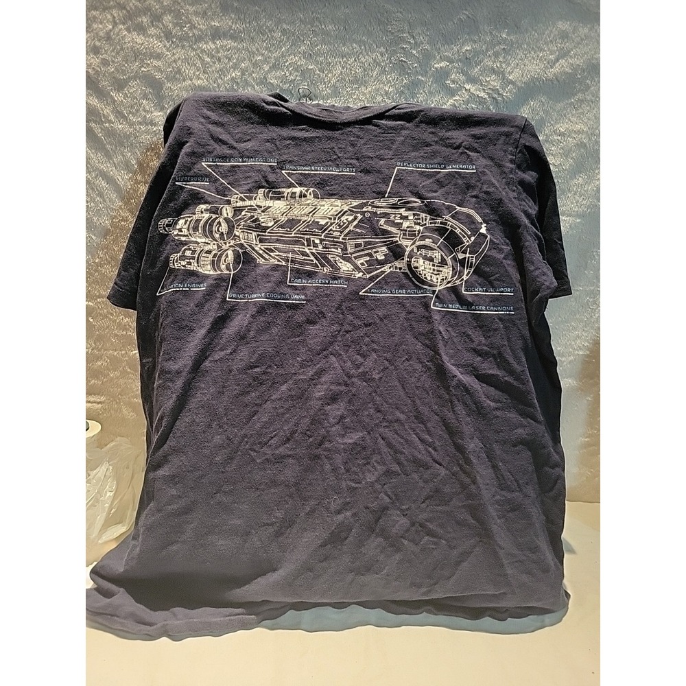 RARE Disney Parks Backstage Star Wars Space Ship‎ Blue T-shirt Adult X-Large